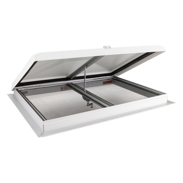 RecPro RV Escape Hatch and Vent | Emergency Roof Exit | Durable White Plastic Dome | Mesh Screen | 15x22
