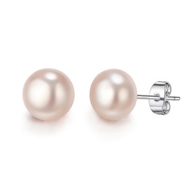 EVER FAITH AAA Quality Handpicked Freshwater Cultured Pearl 925 Sterling Silver Stud Earrings - 9MM