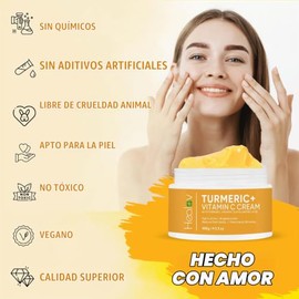 Healov Crema de cúrcuma para aclarar la piel - Loción de cúrcuma para la piel totalmente natural para rostro y cuerpo - La cúrcuma limpia la piel, com