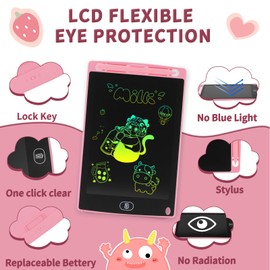 Toys Gifts for 2 3 4 5 6 7 Year Old Boys Girls, Genialba 12 inch LCD Writing Tablet Colorful Screen Drawing Board Toddler Toys Learning Educational Toys Gifts for Birthday Christmas (Pink)