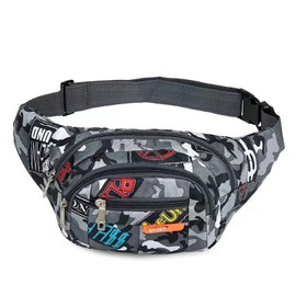 Bum Bag Camo,Grey Nylon Bum for Men & Women 17 x 35 cm Waist Pack Fanny Pack for Running Hiking Travel Sports Daily Use Adjustable Belt Unisex Waist Bag for Outdoor Activities