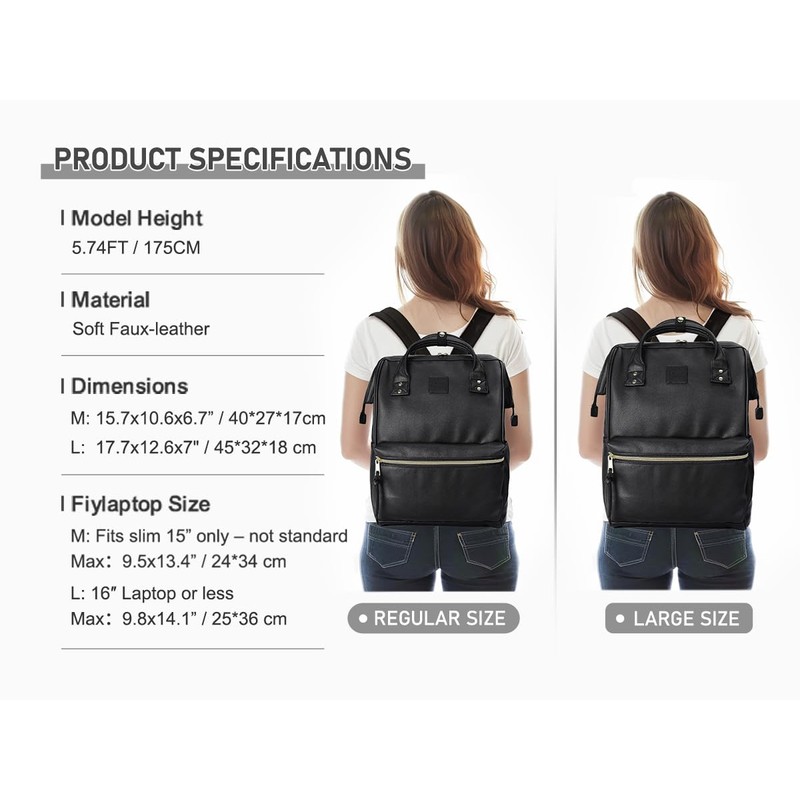 Kah&Kee Leather Backpack for Women and Men 15-inch Laptop Bag
