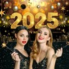 Happy New Year Backdrop for New Year Decor, Black and