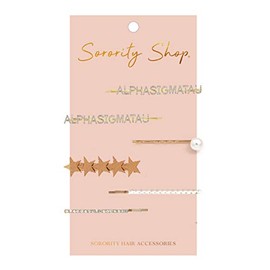 Alpha Sigma Tau - Sorority Hair Clips - 6/pack