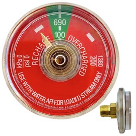 1–100 PSI Pressure Gauge for Portable Water Fire Extinguishers | Fits Amerex, Ansul, Badger | 1/8" NPT Thread | Stainless Steel Body, Clear Dial | Replacement Part | 1-Pack