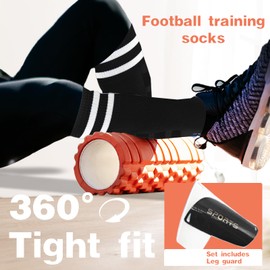 renFIL Shin Guards Soccer Kids with Soccer Socks Kids,Soccer Shin Pads for 6-15 Years Old Boys and Girls for Football Games Shin Pads Soccer Kids Reduce Shocks and Injuries (Black)