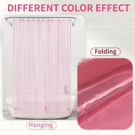 Barossa Design Shower Curtain Liner - Premium Clear Pink PEVA Shower Liner with 3 Magnets and Metal Grommets, Waterproof Lightweight Plastic Standard Size Bathroom Curtains - Translucent Pink