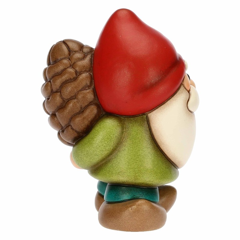 THUN, Oliver Gnome with Ceramic Pine Cones, Hand Decorated, Magic