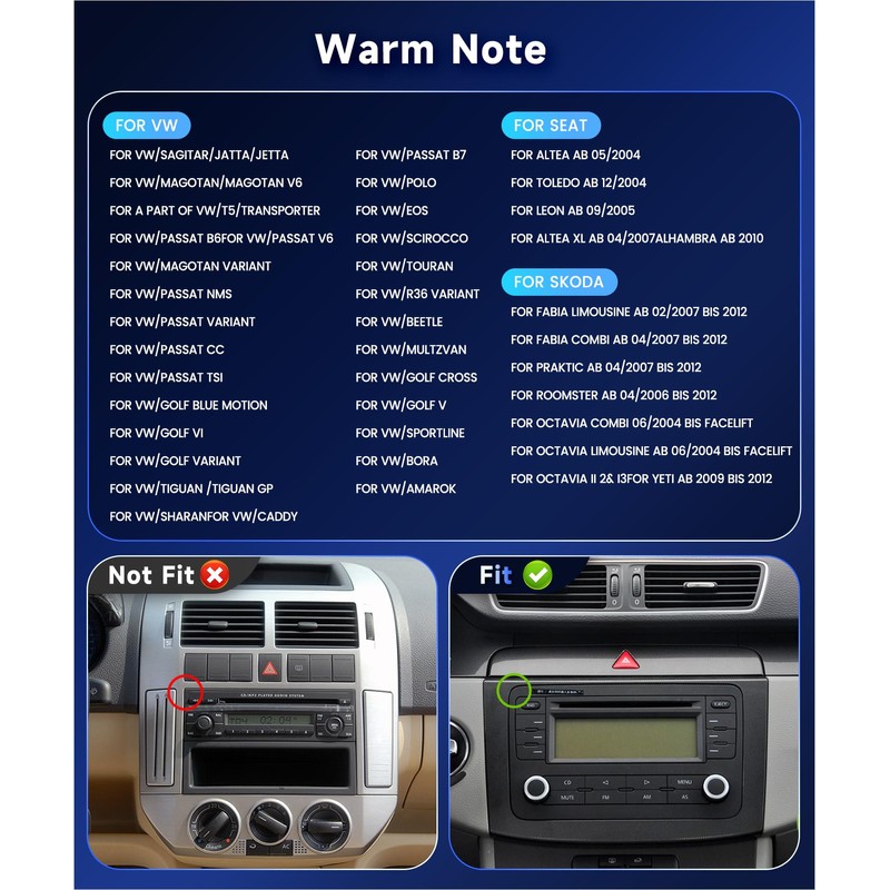 Podofo 4G 64G Car Stereo for VW Volkswagen Seat Golf