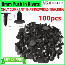 SNS 100X 8mm Bumper Clips Retainer Car Plastic Rivets Fastener Push Pin Fender Hood