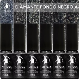 Lé Mussa Gama Gel Uv Uñas Efecto Diamante Dark Fondo Negro 6 Piezas