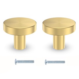 ZPLASK 2PCS Gold Drawer Knobs, Gold Handles, Round Cabinet Gold Knobs for Drawers with 2pcs Screws, Wardrobe Dresser Gold Handles for Drawers Furniture Decoration Knobs-24.5 * 20MM