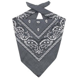 Grey Paisley Bandana Head Scarf Headbands Handkerchief Cowboy Cotton Bib Party Face Covering Headwear For Motorcycling Mens Womens Unisex