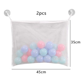 2Pcs Bathtub Mesh Net Bath Toy Organizer Bath Toy Storage Holder with Strong Suction Cups Removable Mesh Bag for Organizing Storage (17.7 x 13.8 inch)