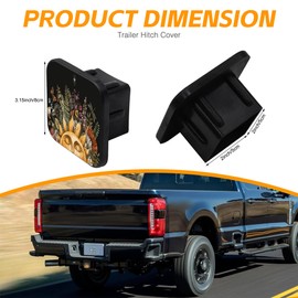 Sutmore Trailer Hitch Cover, Vintage Sun with Forest Plants Flowers Hitch Cover Rubber Towing Hitch Plug Covers, Square 2 Inch Receiver Tube Plug Cap for Trucks Cars SUVs