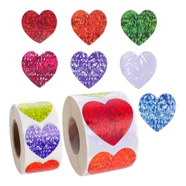 Haakong 2 Rolls Glitter Heart Stickers for Envelopes Valentine's Day Heart Stickers Decorative Love Stickers for Valentine’s Day Wedding Birthday Supplies