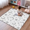 KICPOAY Baby Play Mat Stars Moon Pastel Grey 50 x