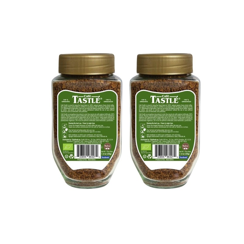 Cafe Tastlé 100% Organic Instant Coffee, 2 jars of 7.14
