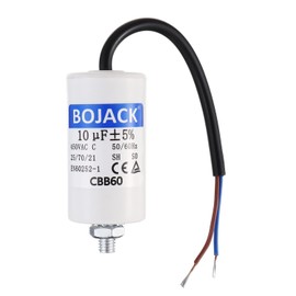 BOJACK 10uF 450V Motor Running Capacitor 34 x 63 mm Starting Capacitor Engine Start Capacitor with Capacitor with Lead Wire M8 with Nut Suitable for Most Engines
