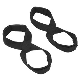 Un par de cifras 8 correas de levantamiento de pesas, antideslizantes, para entrenamiento de fuerza, color negro