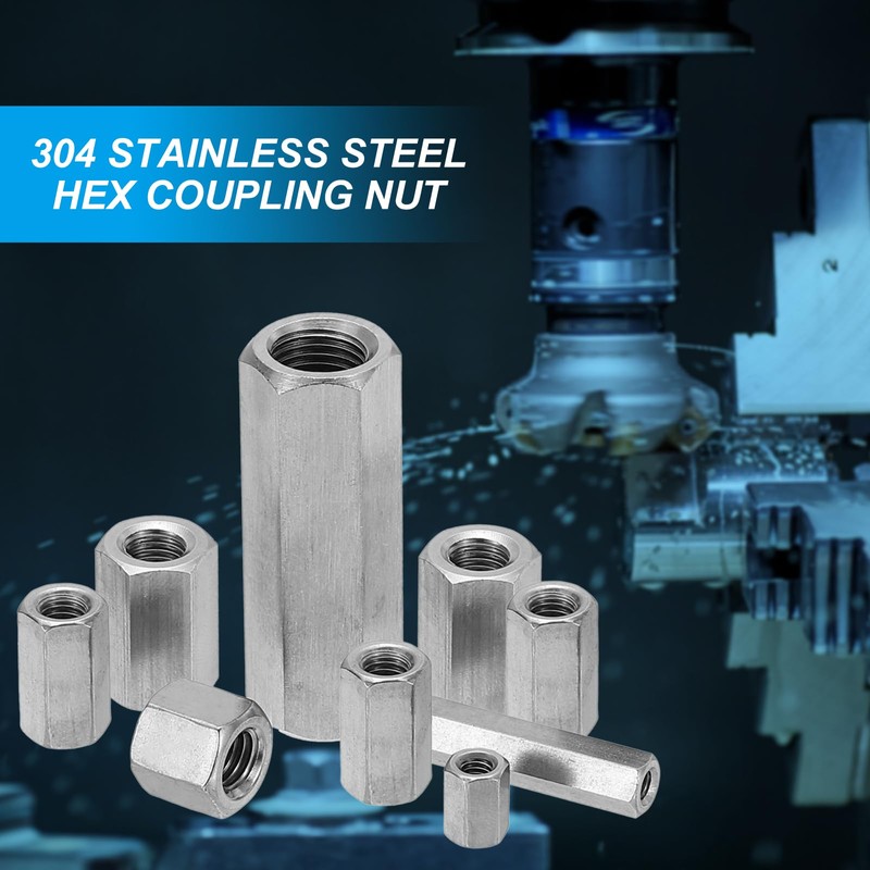 PATIKIL M8 x 1-Pitch 304 Stainless Steel Hex Coupling Nuts,