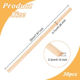 OLYCRAFT Pack of 30 Round Wood Sticks Untreated Wooden Strips Round Dowel Strips Wooden Round Dowel Rod Natural Wood Round Sticks Model Accessories for Wood Craft Supplies - 20 x 0.7 x 0.3 cm