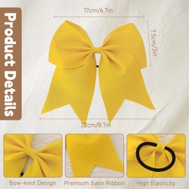 CLINTT 4Pcs Cheer Bows, Suitable for Women, Girls and Children, Elastic Hair Scrunchies Style for Most Hairstyles - Yellow