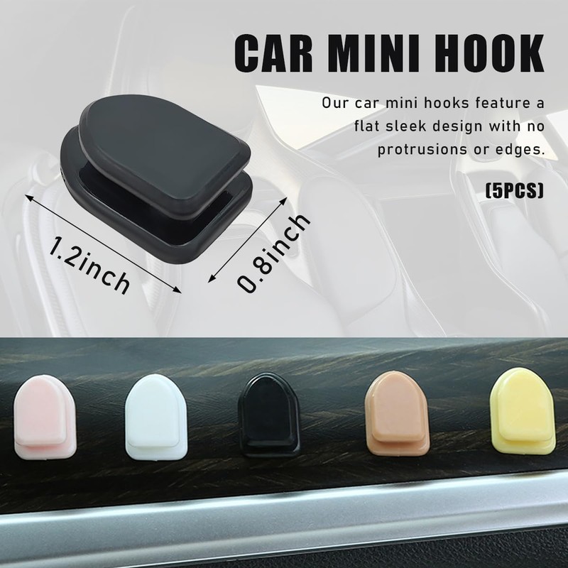Yourkar 5 PCS Car Dashboard Mini Hooks, Multifunctional ABS Vehicle