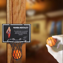 Indoors Office Desktop Mini Basketball Hoop Toys,Mini Foam Basketball and Hoop,It can be Installed on The Desk, Shooting Decompression.RIP MAMBA!kobe - Color: KB5