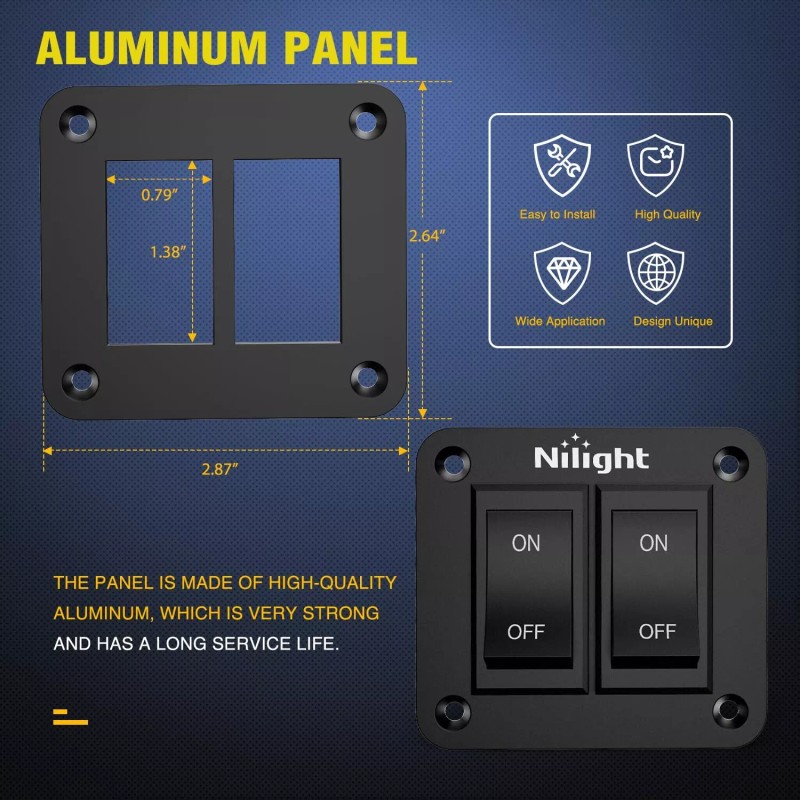 Nilight ON-Off Switch Panel 4 PIN DPST Toggle Switch Panel