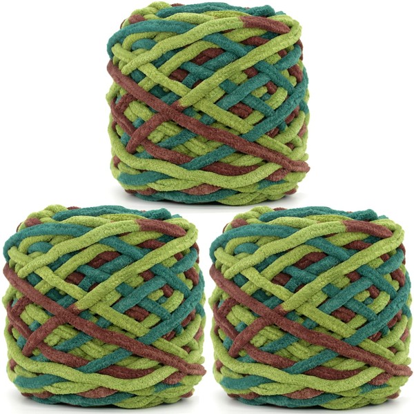 Chunky Chenille Yarn for Crocheting,Rainbow Fluffy Velvet Plush Thick Soft