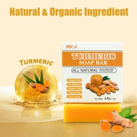 MR.A 2Pcs Turmeric Soap Bar and Turmeric Oil Set for Face & Body, Nautral Ingredients with Vitamin C to Cleanses, Soothing, Hydrating Skin, Turmeric Skin Care Set for All Skin Type