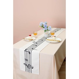 KEY SPRING Musical Note Table Runner(12 X 72 inch) for Wedding Table Decor, Bridal Shower, Music Party Supplies, Housewarming Gift, Jazz Patry Decor, Cotton & Linen