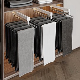 Closet Clothes Hanger Rail,Pull-Out Closet Rod,Pull Out Clothes Hanger Rail for Closet,Wardrobe Clothing Rail,Closet Organizer Rack (White, 45cm/17.72in)