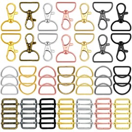Juego de 56 ganchos para llavero con anillos en D, accesorios para bolso para hacer bolsas, ganchos a presión, cierres giratorios de metal con anillos en D y hebilla deslizante para monederos,
