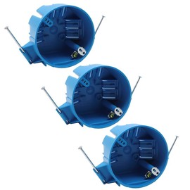 20 cu. in. 1-Gang New Work Round Ceiling Electrical Box,Nail-On, Non-Metallic Box with Grounding Lug and Screw,Blue,ETL Listed,PVC Outlet Box Single Gang(Pack of 3)