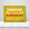 Vorsicht unsere Alarmanlage beißt & bellt Metal Sign in 15