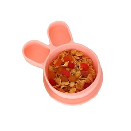 SILUNITY Baby Suction Plate Pink Rabbit Made in Korea Silicone Self-Feeding Divided Toddler Plate