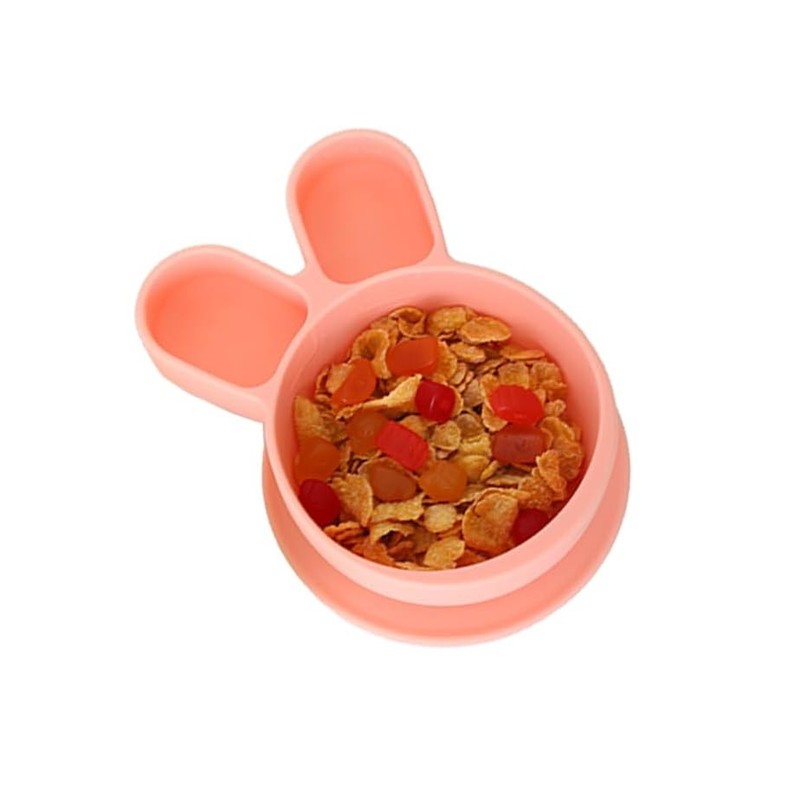 SILUNITY Baby Suction Plate Pink Rabbit Made in Korea Silicone