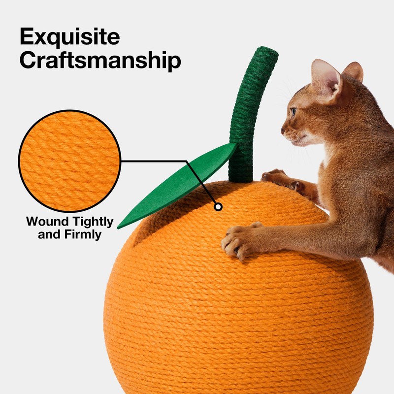 VETRESKA Orange Cat Scratching Post, Cute Cat Scratcher with Sisal