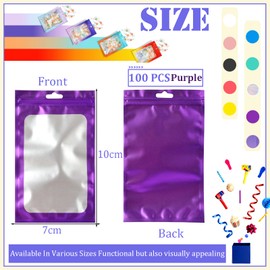 100 Stück Zip-Beutel Klein Mylar Bags Lila Holografische Beutel 7x10cm,Wiederverschließbare Mylar Beutel,Geruchsdichte Baggys Ziplock-Beutel Polybeutel für Schmuck,Lebensmittel,Kleine Unternehmen