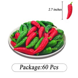 60PCS Realistic Mini Fake Hot Chili,Simulation Lifelike Pepper,Chili Pepper Decorations Artificial Fake Vegetables Red Chili Green Pepper Model for Photoshoot Props Home Kitchen Party Decoration