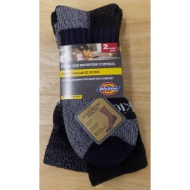 Dickies Steel Toe Moisture Control Crew Sock Men's Socks I12090, 2 Pair Blk 6-12