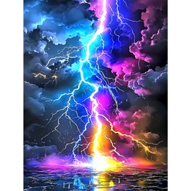 TOSTOG Lightning Diamond Art Kits for Adults, Lightning Diamond Paintings for Adults, Full Drill Night Sky Diamond Art Kits, 5D Diamond Paintings Kit Gem Painting Wall Decor and Gift 12 * 16 Inch.