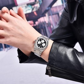 Pagani Design Men's Chronograph Watches 40mm Dial Stainless Steel 100M Waterproof 3 Colors, black, casual