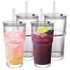 Ribbed Drinking Glasses ,with Lids and Glass Straws Glass Cup,19oz