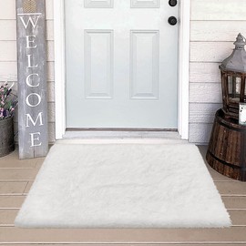 JiaoBaba Small Area Rug for Bedroom 2x3ft Mini White Fluffy Rug Mat Bedside Throw Rug for Kids Room Boys Teens Nursery Baby Dorm Living Room Home Decor Aesthetic Carpets