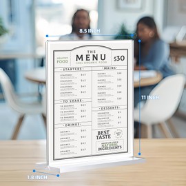 DECOHOBO 12 Pack Acrylic Sign Holder 8.5 x 11, Double-Sided Clear Sign Holder Plastic Stands for Display, T Shape Acrylic Table Sign Stands for Office Store Restaurants Wedding Party Decoration | DECOHOBO