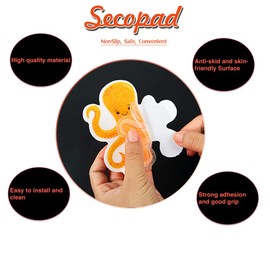 Secopad Non Slip Bathtub Stickers, 14 PCS Large Sea Adhesive Kids Anti Slip Decal Treads for Shower and Bath Tub with Premium Scraper