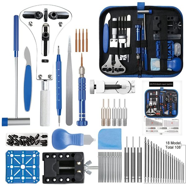 Kingsdun Watch Repair Kit, Professional 208Pcs Watch Battery Replacement Tool
